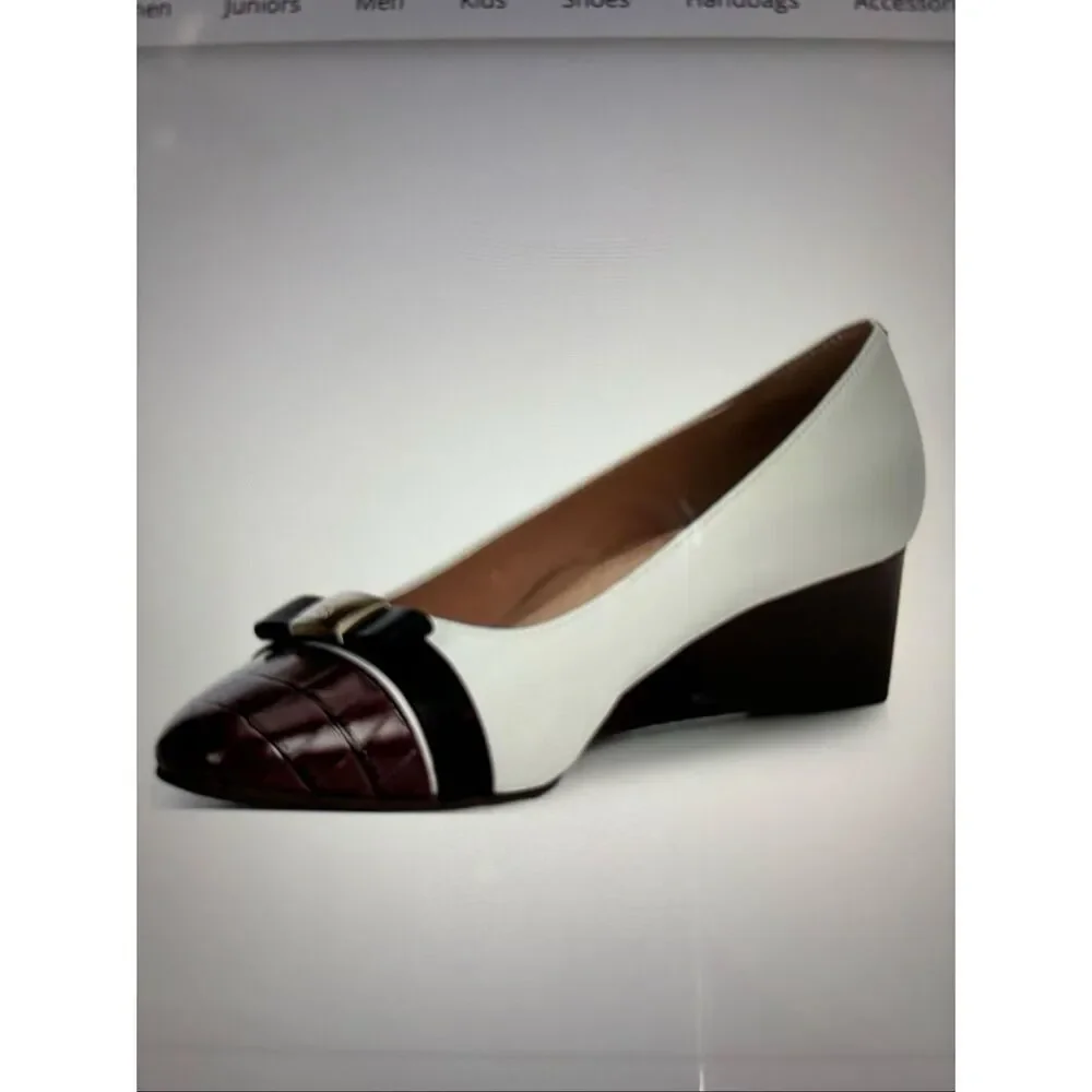 NIB Cole Haan Go-To Malta Leather Closed Cap Toe Bow Wedge
